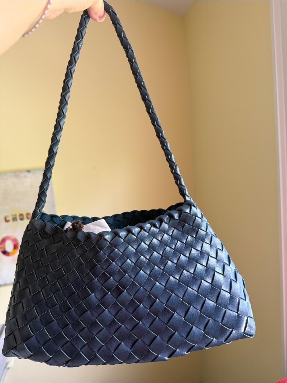 Real Leather Shoulder Bag - Blue